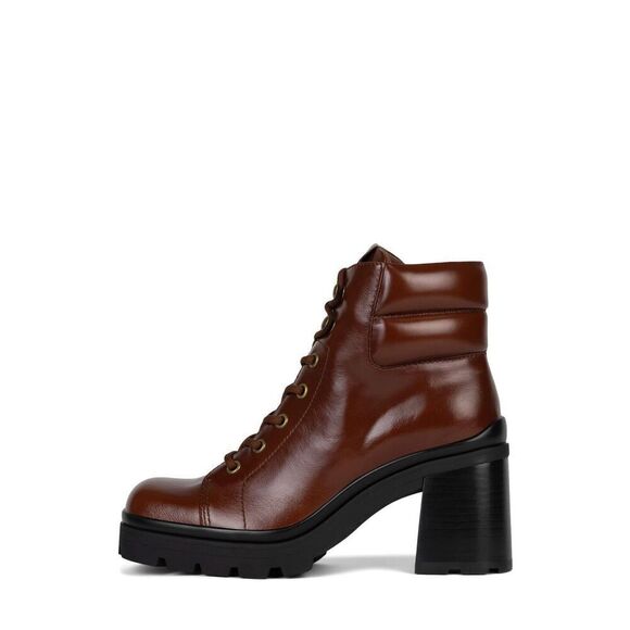 Jeffrey Campbell Womens Hikes Block Heel Leather Lace Up Lug Sole Bootie Brown 9 - Picture 1 of 9